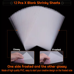 12pcs Shrink Art Paper Frosted Heat Shrink Plastic Sheets A5 Size