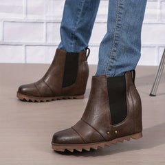 Women's Retro Wedge Ankle Boots Slip On Chelsea Boot