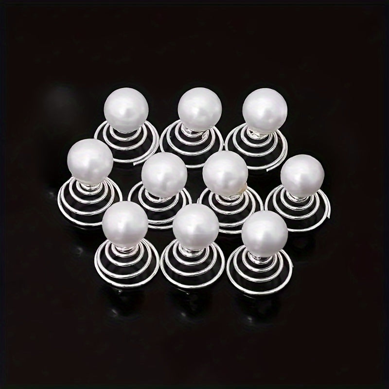 10pcs Rhinestone Plum Blossom Hair Spiral Clip Butterfly Headwear