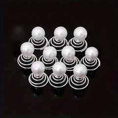 10pcs Rhinestone Plum Blossom Hair Spiral Clip Butterfly Headwear