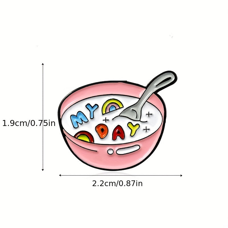 Cartoon Milk Bowl Brooch for Kids - Cute Food Pin for Clothes