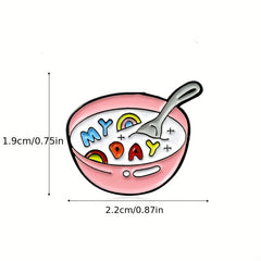 Cartoon Milk Bowl Brooch for Kids - Cute Food Pin for Clothes