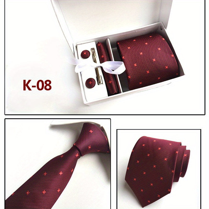 Men's Tie Dot Flower Striped Necktie Set