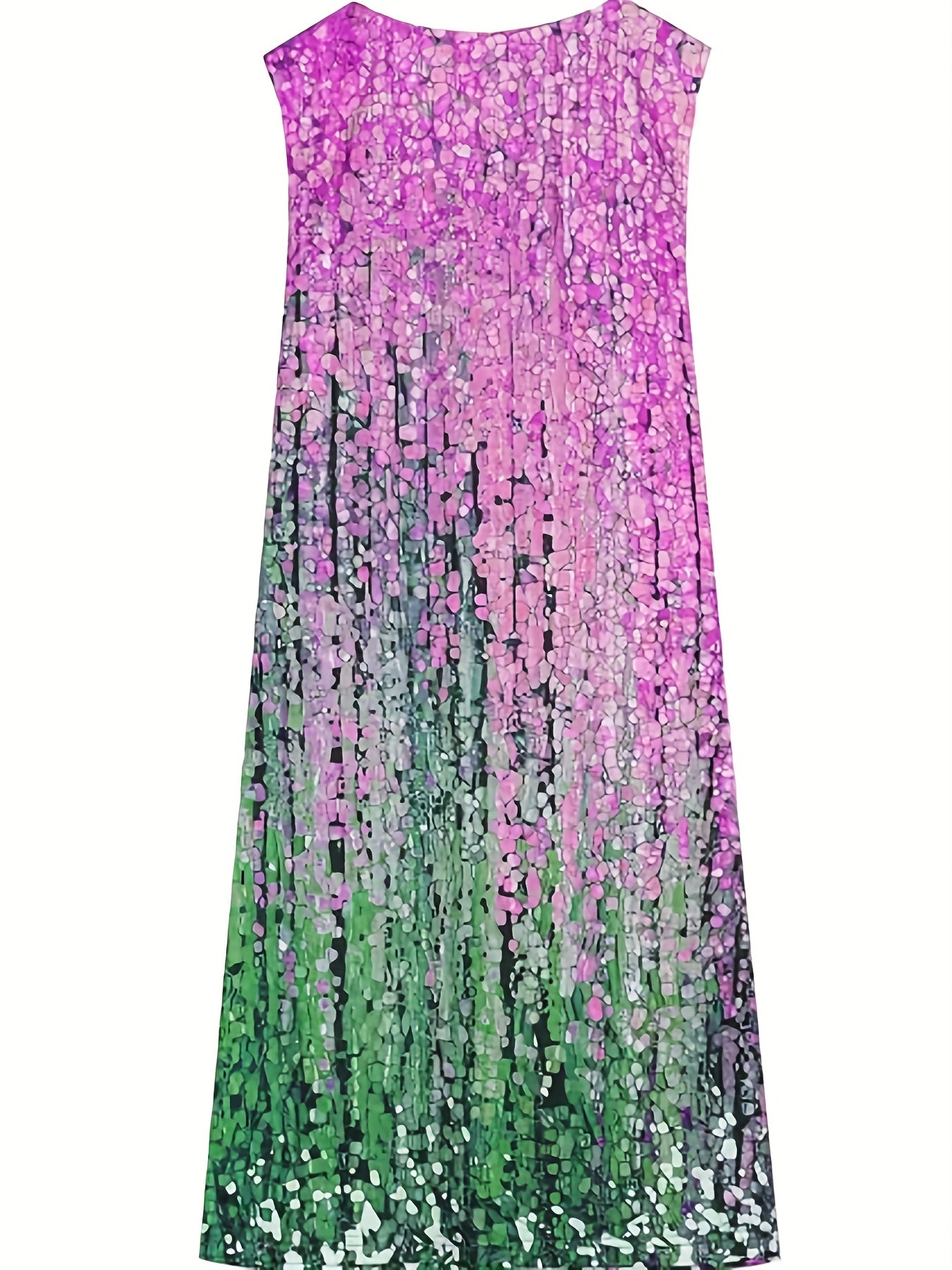 Gradient V Neck Tank Dress Casual Sleeveless Summer Midi Dress