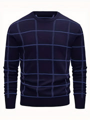 Men's Casual Plaid Sweater Loose Fit Comfy Pullover