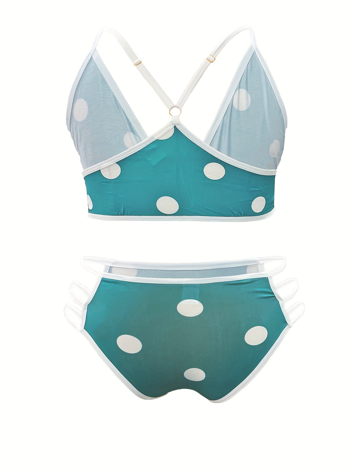 Polka Dot Lingerie Set - Cut Out Ring Linked Bra & Panty 2 Piece
