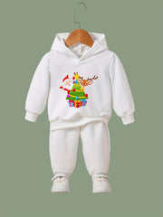OERYUI Kids Santa & Christmas Tree Print Hoodies Pants Set