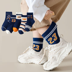5 Pairs Cartoon Sports Socks for Autumn Winter Spring