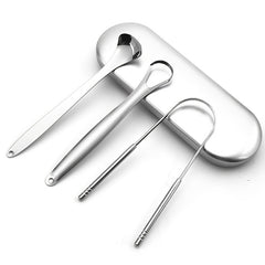 Portable Stainless Steel Tongue Scraper Set