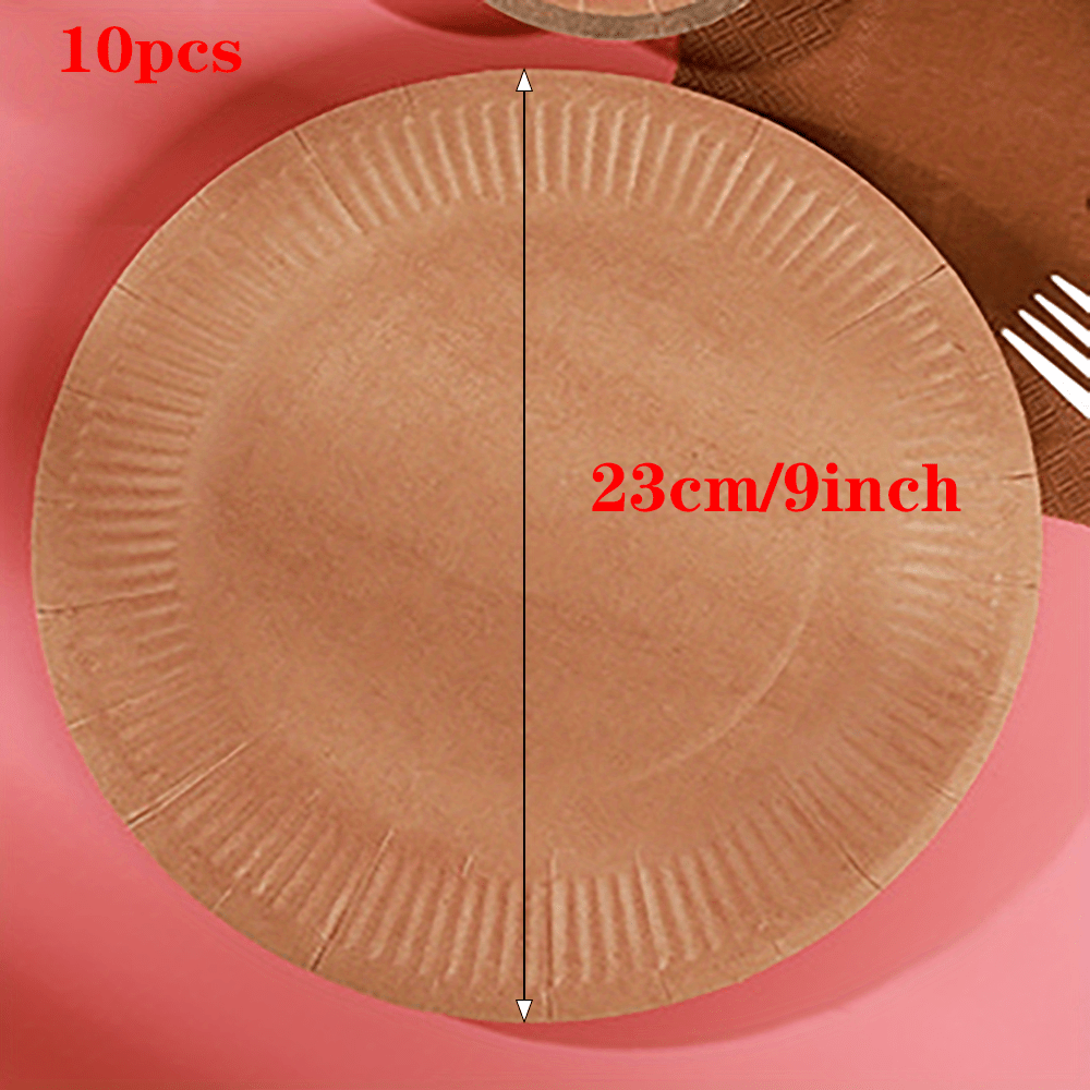 10pcs Disposable Kraft Paper Tableware Set for Wedding Birthday Picnic