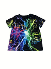 Unisex Lightning Print T-Shirt 3D Digital Print for Summer
