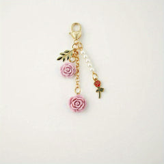 Rose Flower Keychain Pendant Car Key Purse Wallet Ornament