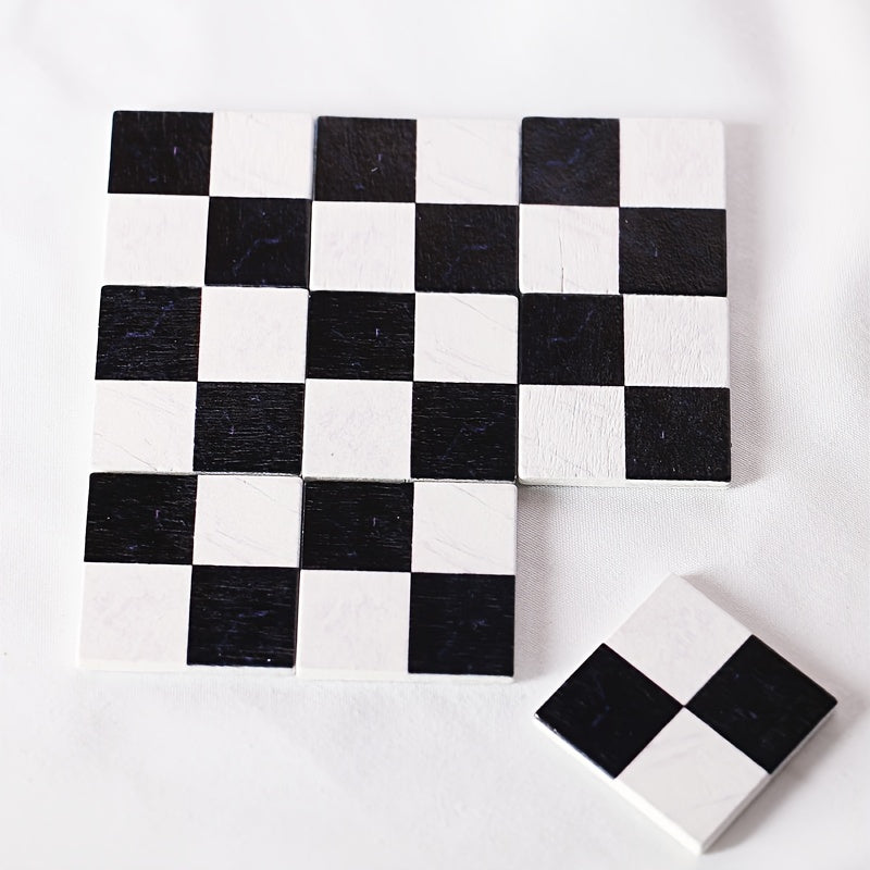 9pcs Doll House Wooden Floors Imitation Tile Decor