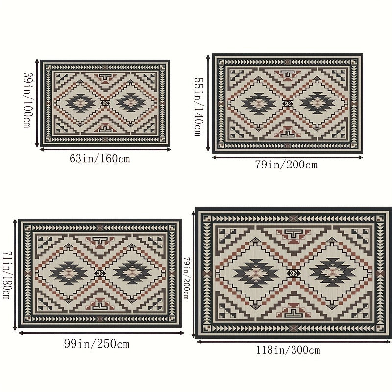 Geometric Absorbent Non Slip Soft Faux Sheepskin Floor Mat Easy to Clean
