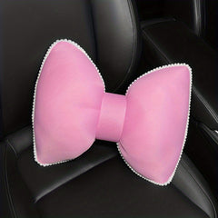 Car Headrest Neck Support Pillow Ice Silk Mesh Breathable Bow Waist Car Support