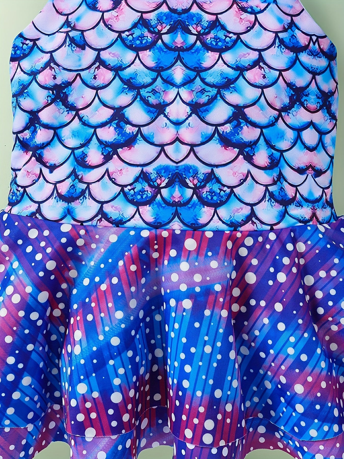 2pcs Toddler Girls Starry Polka Dot Swimsuit Set with Swimming Cap