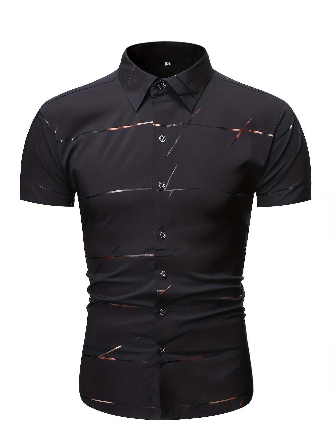Men's Solid Lapel Short Sleeve Summer Shirt - Button Up Casual Business Formal