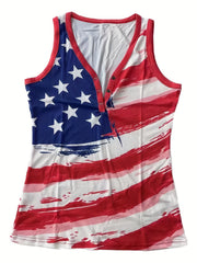 Print V Neck Tank Top Casual Sleeveless Tank Top