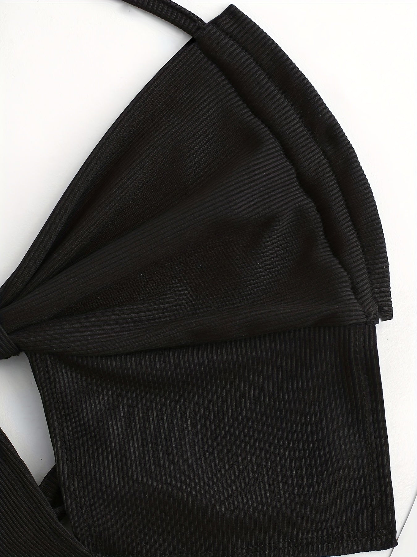 Ribbed Gathered Crop Halter Top Y2K Tie Back Summer Sleeveless Top