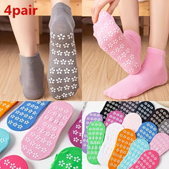 4 Pairs Women's Non Slip Yoga Socks Breathable Dance Training Socks