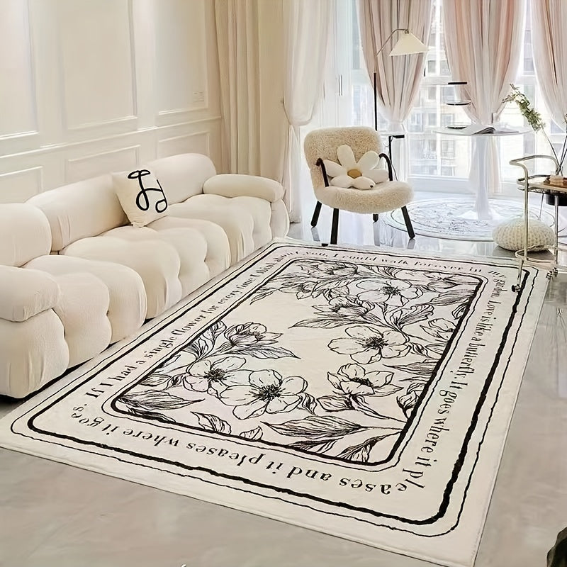 Soft Plush Floral Area Rug for Living Room Bedroom Bedside