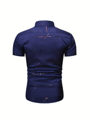 Stripe Print Men's Short Sleeve Shirt for Summer