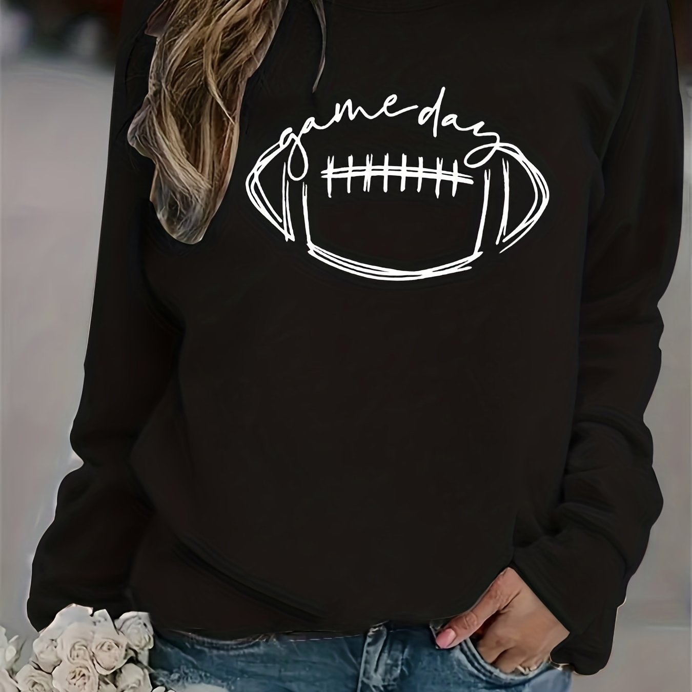 Game Graphic Round Neck Fleece Sweatshirt