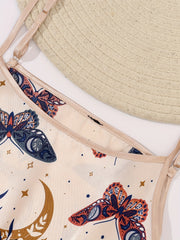 Butterfly Pattern Pajamas with Satin Print Suspender Pajamas