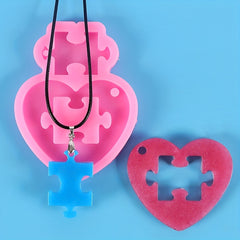 Heart Puzzle Silicone Resin Mold Keychain Pendant Necklace Jewelry Making