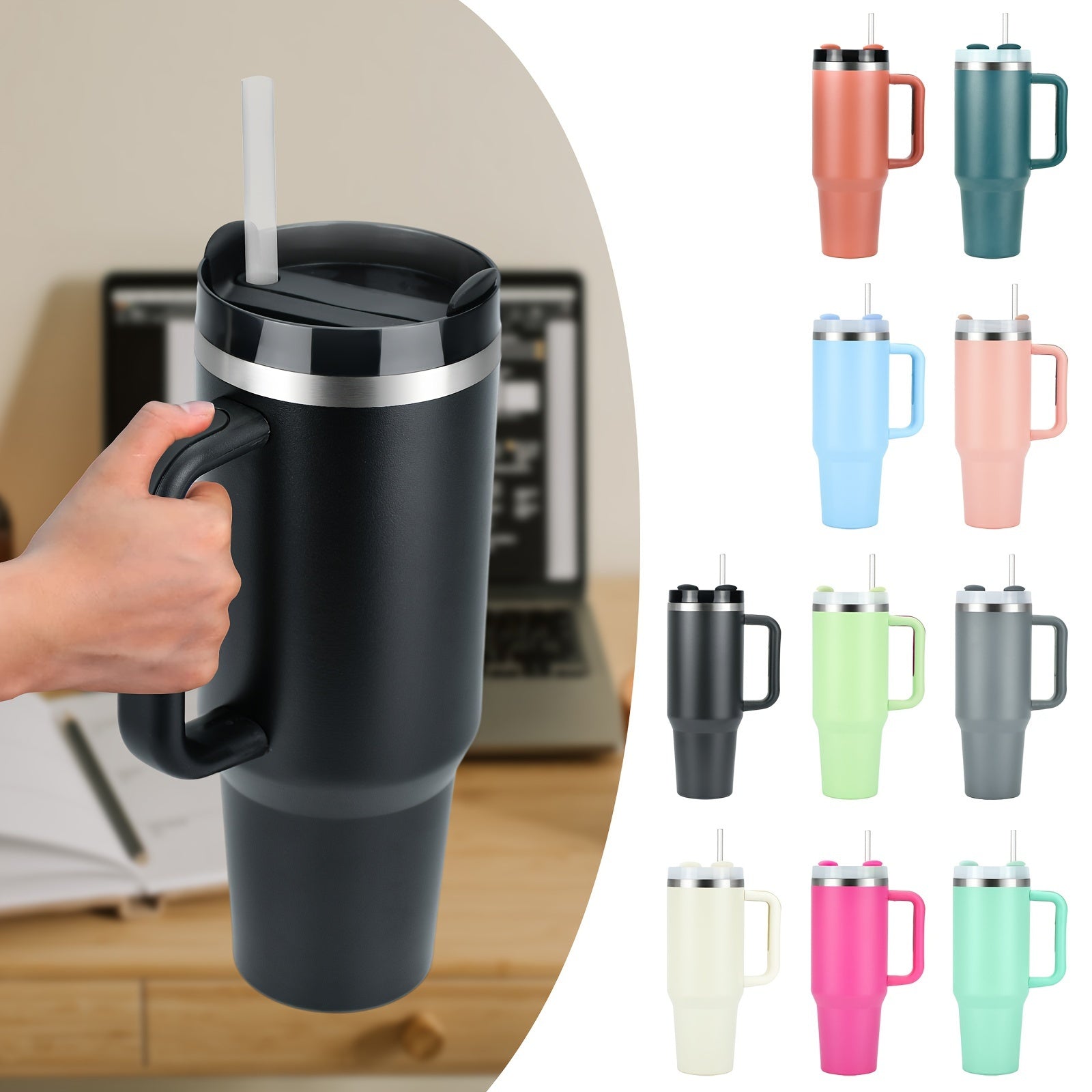 40oz Insulated Stainless Steel Tumbler with Handle