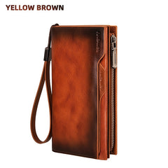 BANYANU Vintage Style Wallet Coffee Brown Yellow