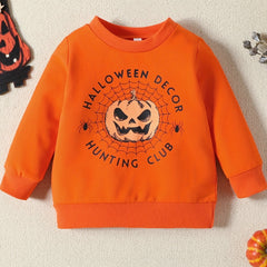 Baby Boys Halloween Party Cartoon Print Sweatshirt Cotton Pullover