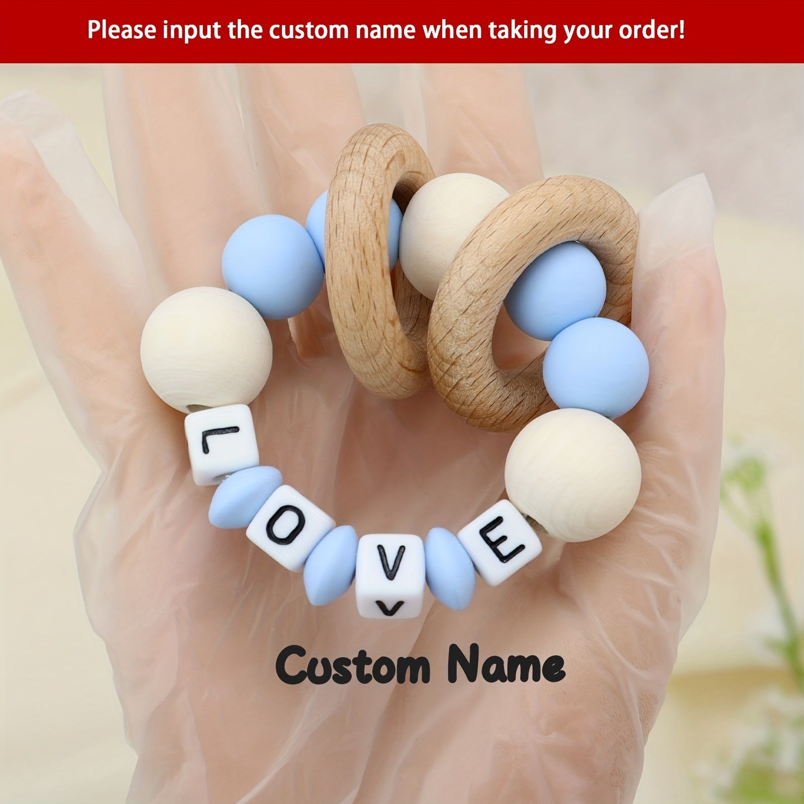 Customizable Wooden Teether Silicone Teething Toy