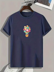 Bulb Pattern Print Men's Comfy Sports T shirt Graphic Tee