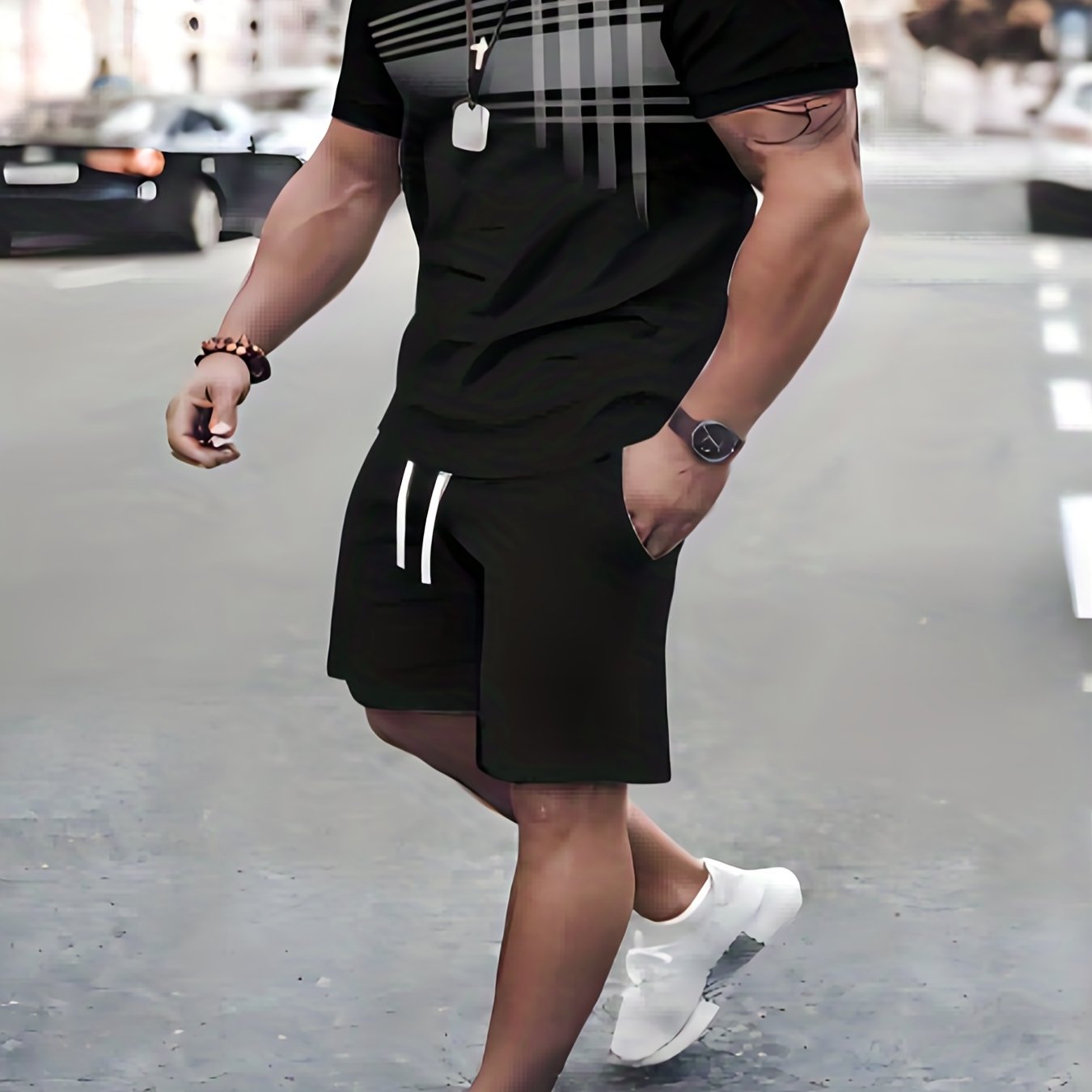 Men's Casual Short Sleeve T-shirt & Shorts Set for Summer
