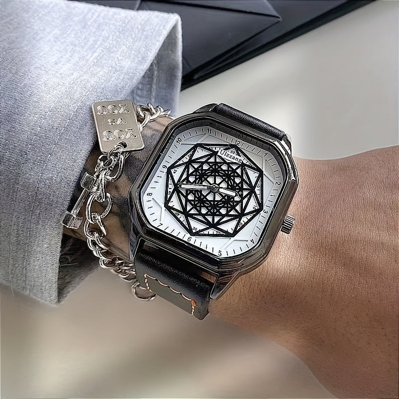 Youth Geometric Turntable Pointer Watch