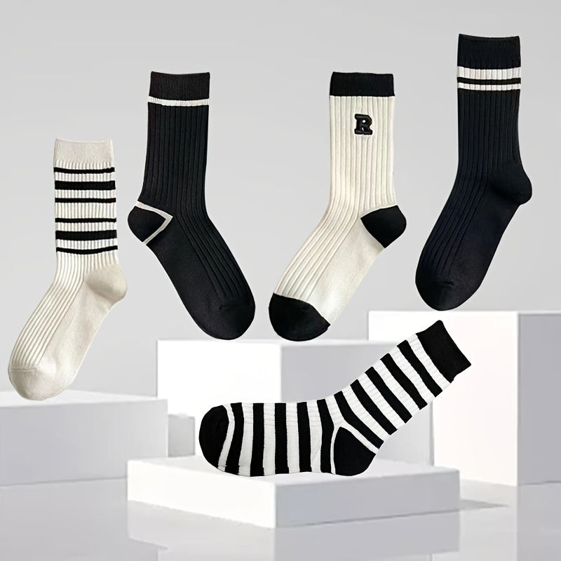 Striped Print Socks Comfy & Breathable All match Socks Women's Stockings