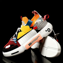 Men's Lace up Sneakers Patchwork Athletic Shoes Breathable Running Basketball