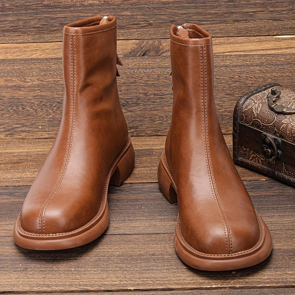 Women's Solid Chelsea Boots Stylish Faux Leather Boots