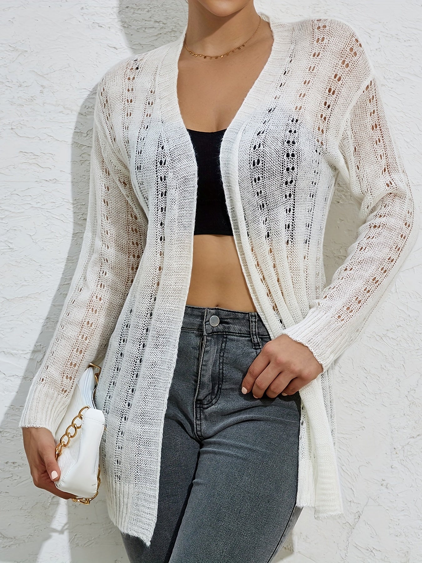 Casual Long Sleeve Open Front Cardigan