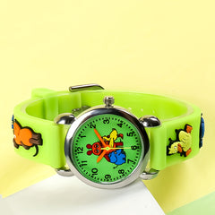 Boys' Elephant Quartz Watch 3D Animal Print Strap Pointer Display
