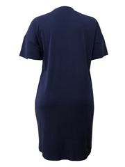 Casual Dress Women's V Neck Midi Dress With Pockets