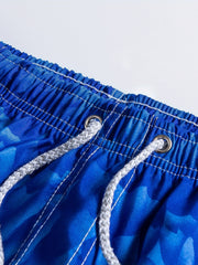 Feathers Print Shorts Casual Elastic Waist Drawstring Summer Pool Beach Shorts