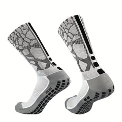 Silicone Mid Calf Athletic Socks Anti-Slip Sweat Absorbing Breathable
