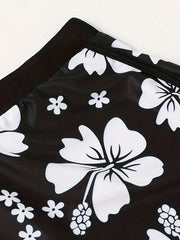Floral Print High Waist Swimsuit Bottoms & Yoga Shorts
