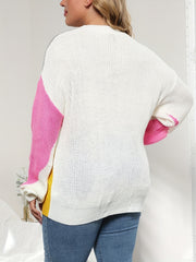 Colorblock Sweater Crew Neck Long Sleeve Pullover Tunic Jumper