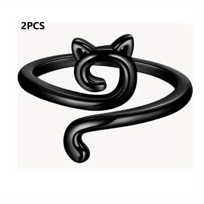 2pcs Adjustable Crochet Thread Ring Kitten Ring Knitting Tool for Jewelry