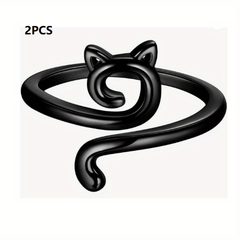 2pcs Adjustable Crochet Thread Ring Kitten Ring Knitting Tool for Jewelry