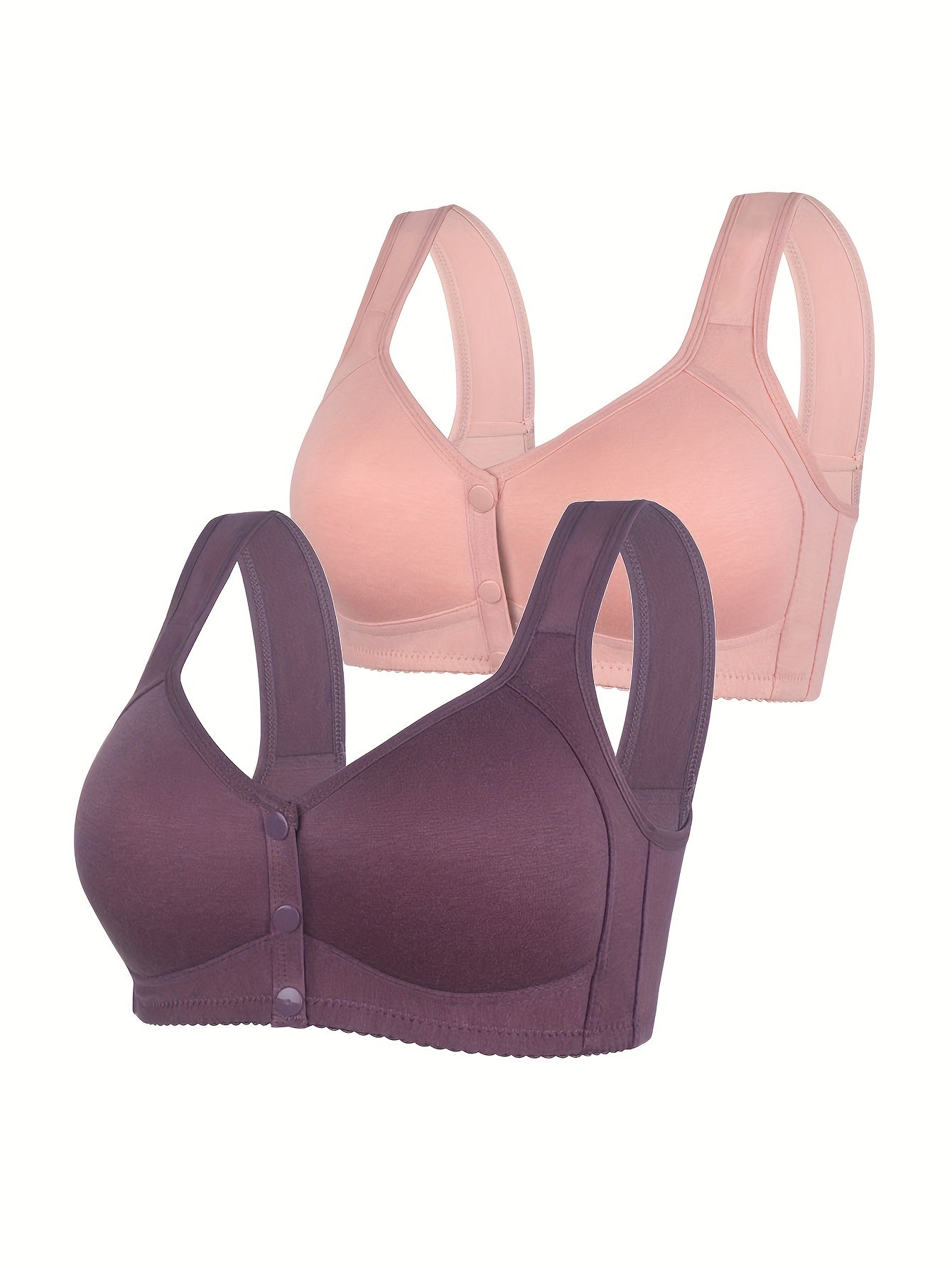 2pcs Front Closure Wireless Push Up Bras Women's Lingerie & Underwear