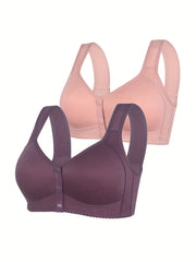 2pcs Front Closure Wireless Push Up Bras Women's Lingerie & Underwear